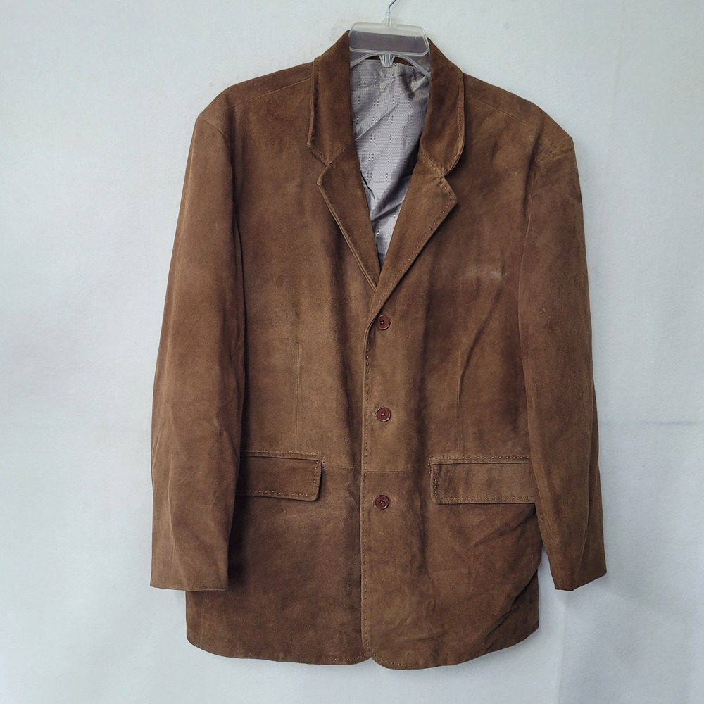 Missani Le Collezioni Mens Suede Blazer Brown 44R Leather Jacket Pick Stitched